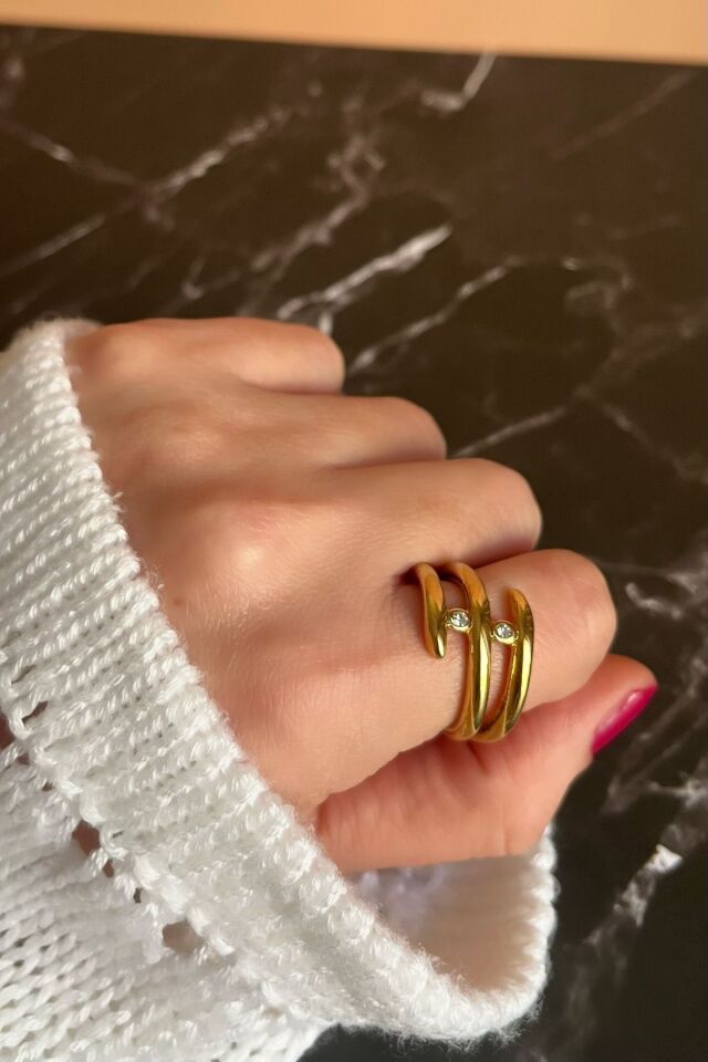 Taş Detaylı Sarmal Yüzük