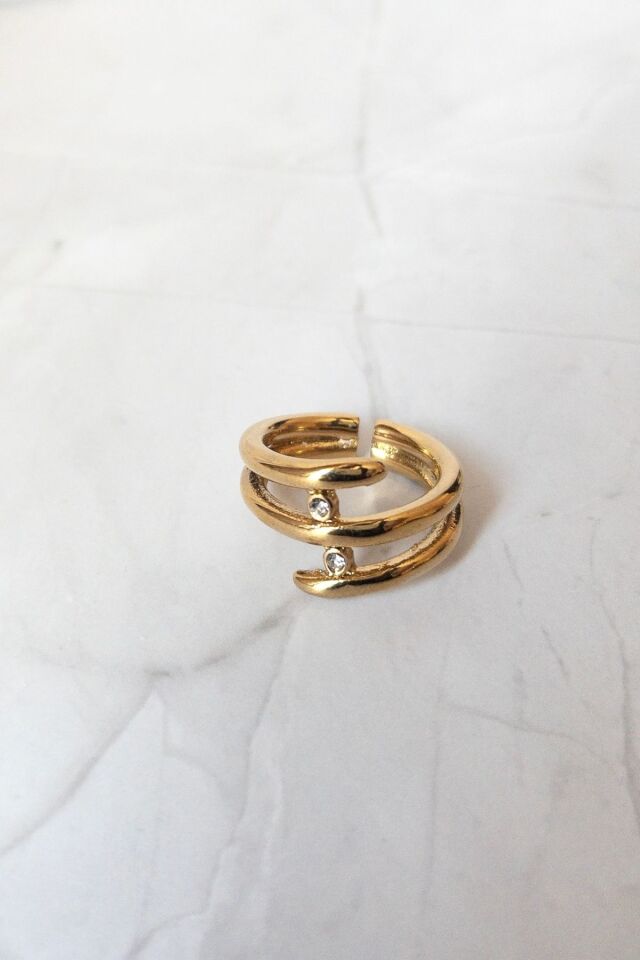 Taş Detaylı Sarmal Yüzük