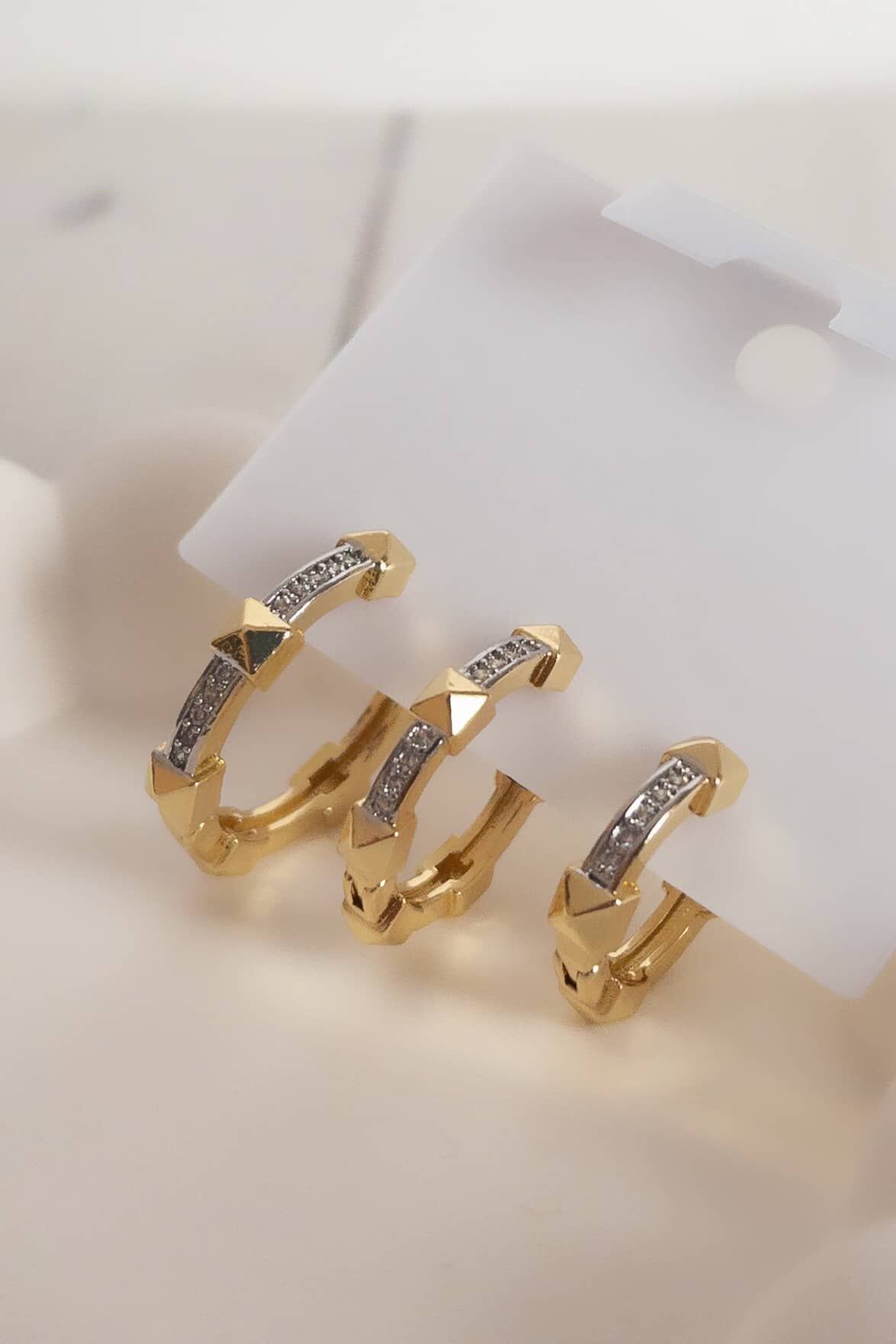 Zirkon Halka Üçlü Küpe Seti