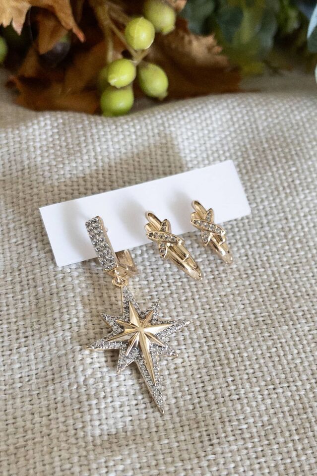 Kuzey Yıldızı Üçlü Küpe Seti