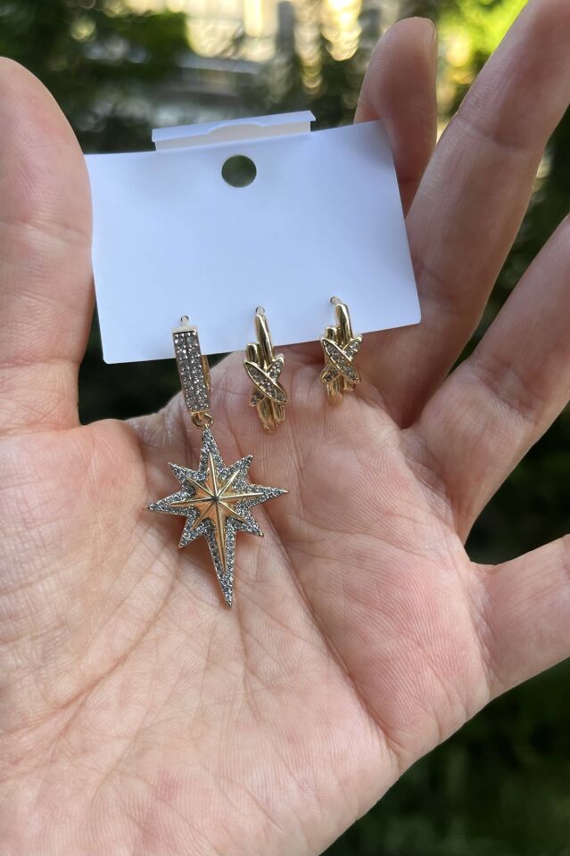 Kuzey Yıldızı Üçlü Küpe Seti