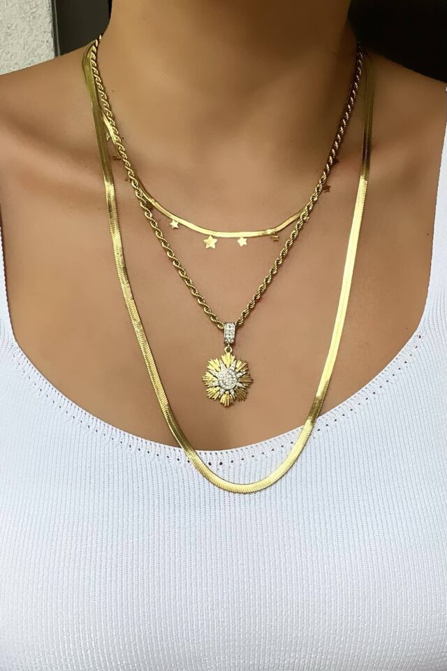 Gökyüzü Temalı Üçlü Kolye Seti