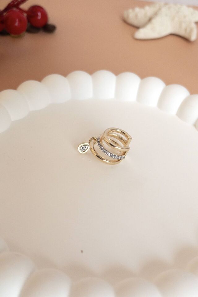 Damla Taş Detaylı Kıkırdak Küpe