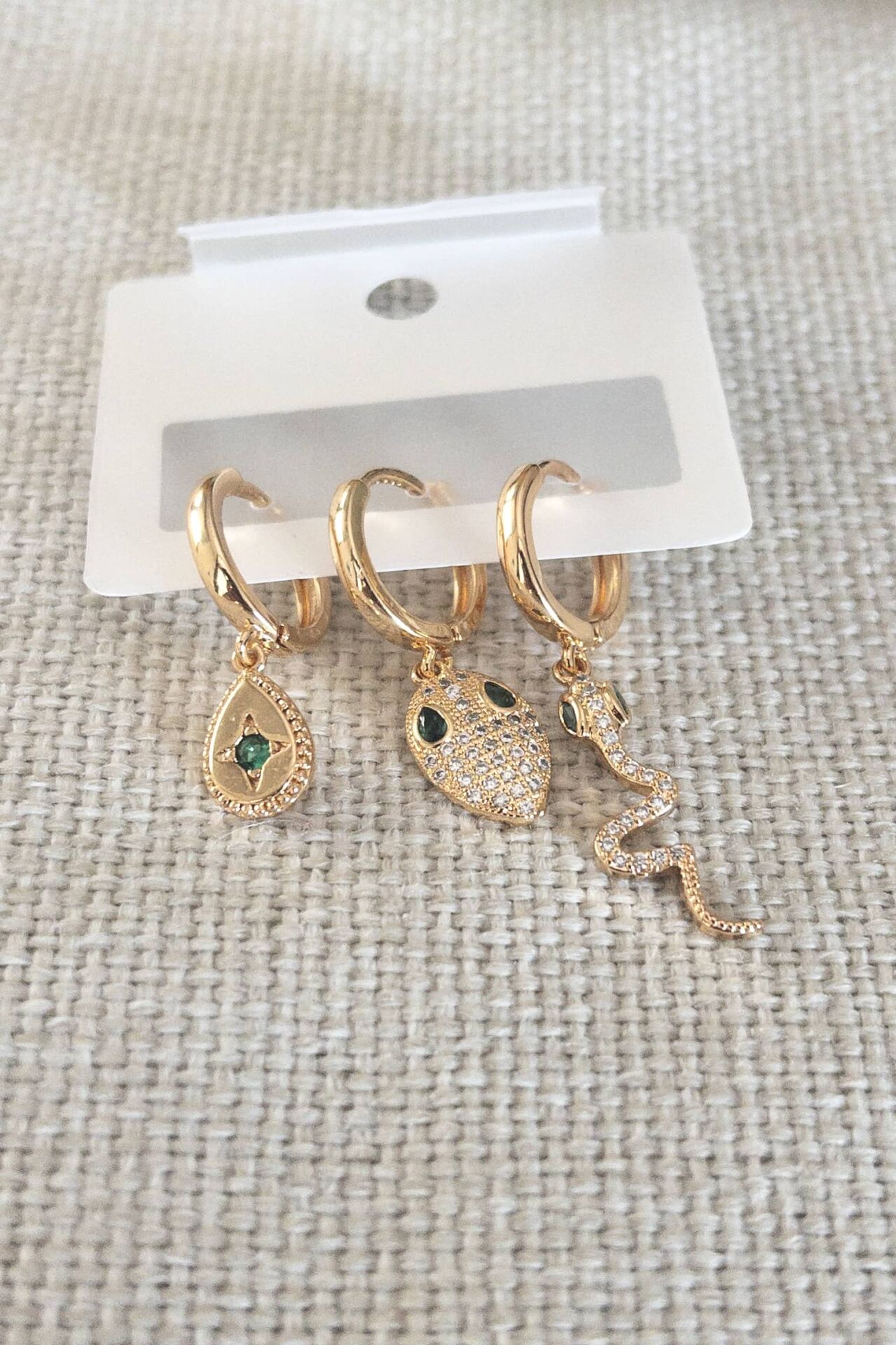 Yılan Sembollü Üçlü Küpe Seti