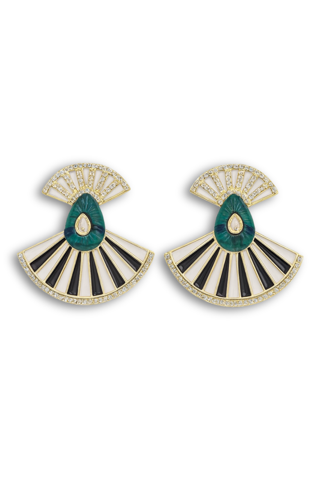 Taş Detaylı Yelpaze VIP Küpe