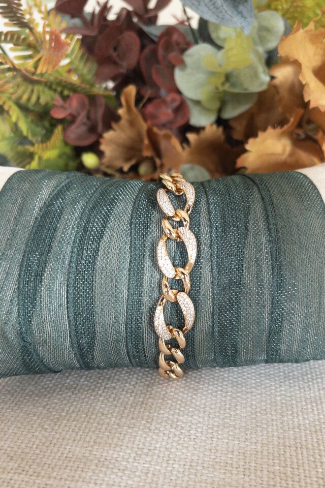 Taş Detaylı Halka Zincir Bileklik