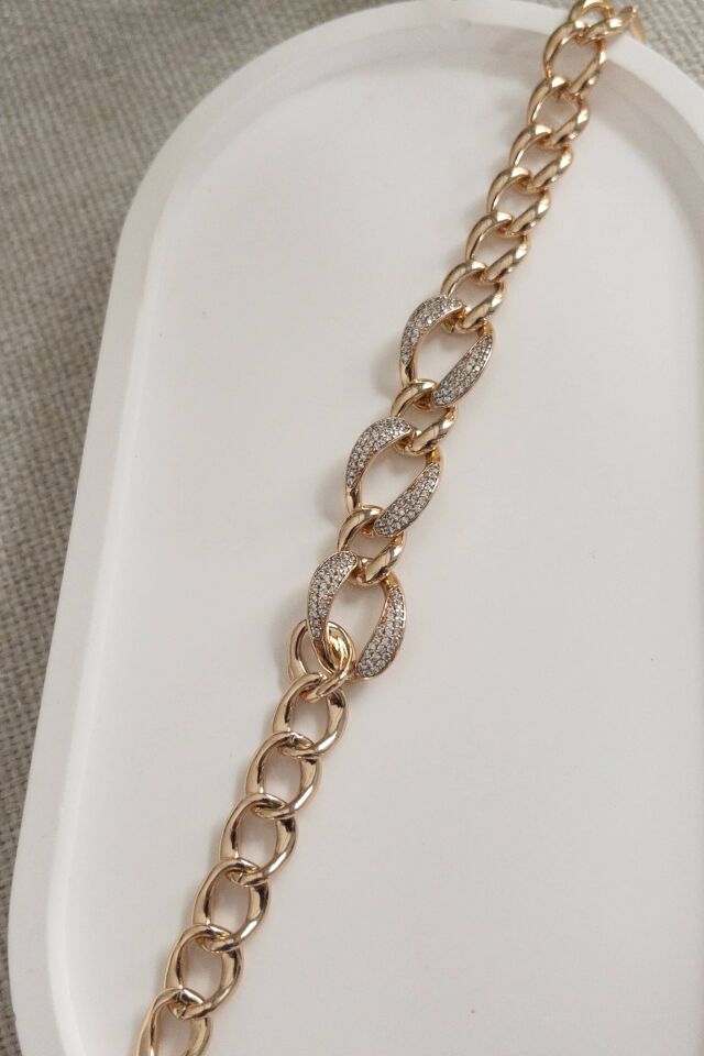 Taş Detaylı Halka Zincir Bileklik