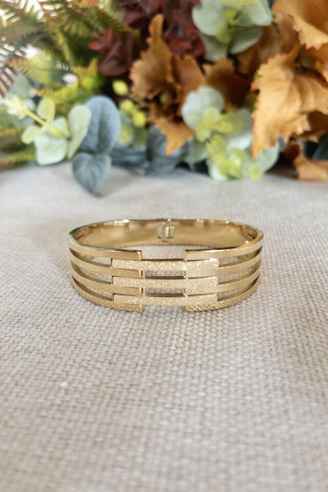 Üçlü Simli Kaburga Kelepçe Bilezik