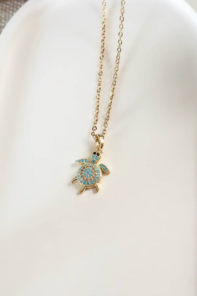 Minik Turkuaz Kaplumbağa Kolye