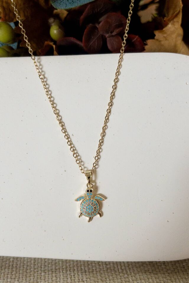 Minik Turkuaz Kaplumbağa Kolye